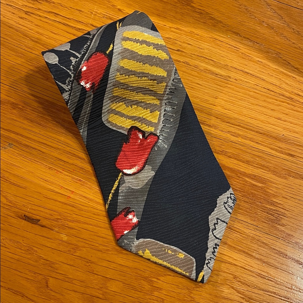 Vintage Giancarlo Silk Tie Red Tulip Floral Wide 4” Statement Necktie